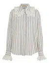 Lethicia Bronstein Striped Lace-trimmed Shirt