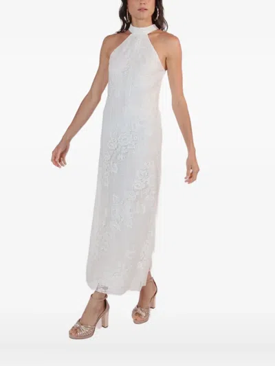 Lethicia Bronstein Sunrise Halterneck Lace Dress In Burgundy