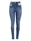 Lethicia Bronstein Viviane Lace-pocket Distressed Jeans In Blue