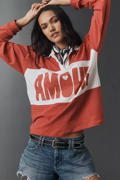 Letluv Amour Rugby Top In Brown