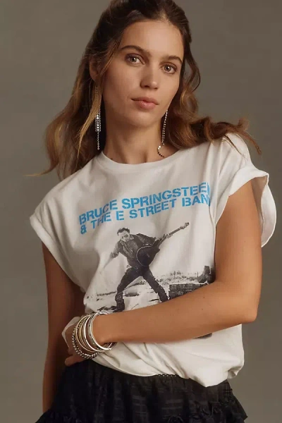 Letluv Bruce Springsteen Roll-sleeve Graphic Tee In White