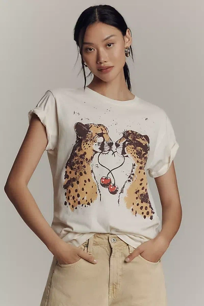 Letluv Cheetah Graphic Tee In White