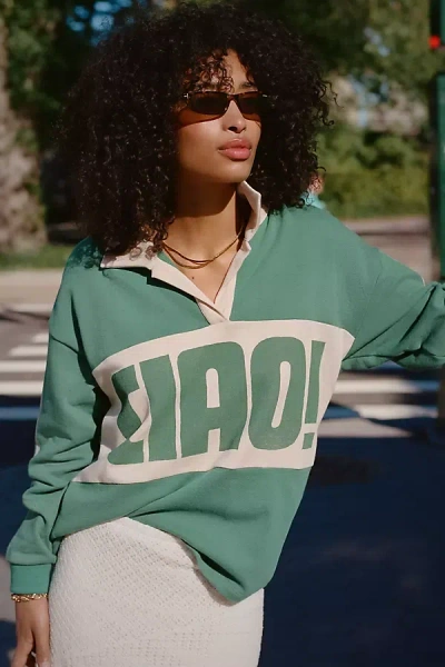 Letluv Ciao Rugby Polo Shirt Top In Green