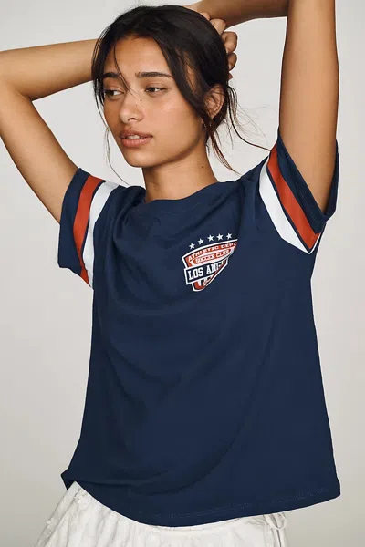 Letluv Cotton Soccer Graphic Tee In Blue
