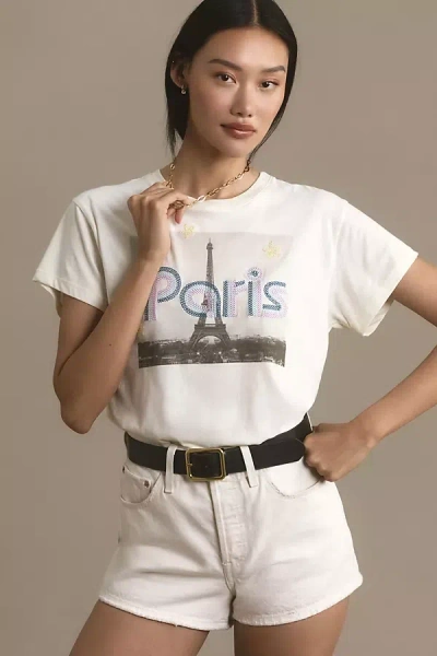 Letluv Embroidered City Graphic Tee In Beige