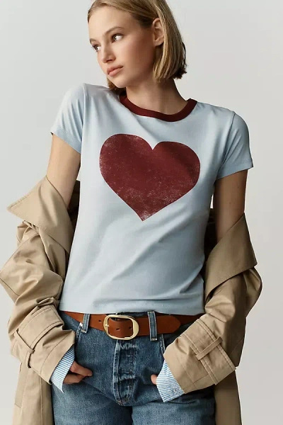 Letluv Heart Ringer Tee In Blue