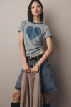 Letluv Heart Ringer Tee In Blue