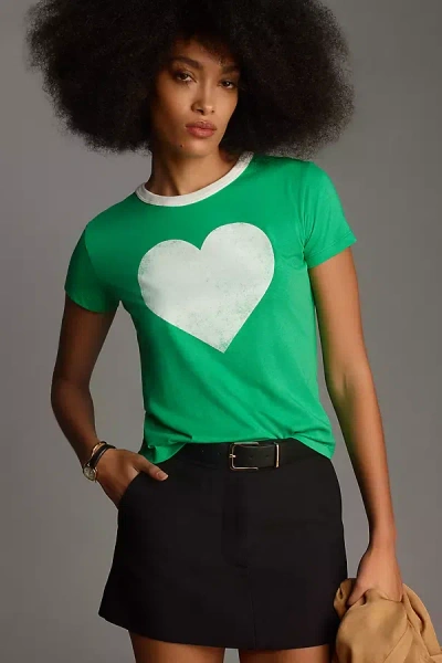 Letluv Heart Ringer Tee In Green