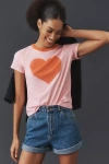 Letluv Heart Ringer Tee In Pink