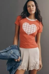 Letluv Heart Ringer Tee In Red
