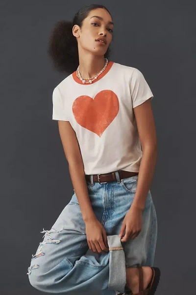 Letluv Heart Ringer Tee In White