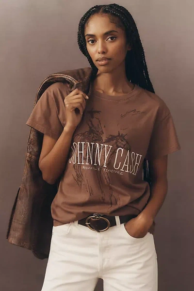 Letluv Johnny Cash T-shirt Top In Brown