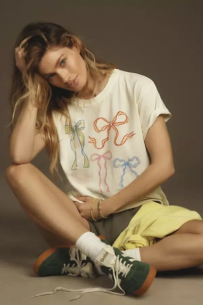 Letluv Messy Bow Tour Graphic Tee In Beige