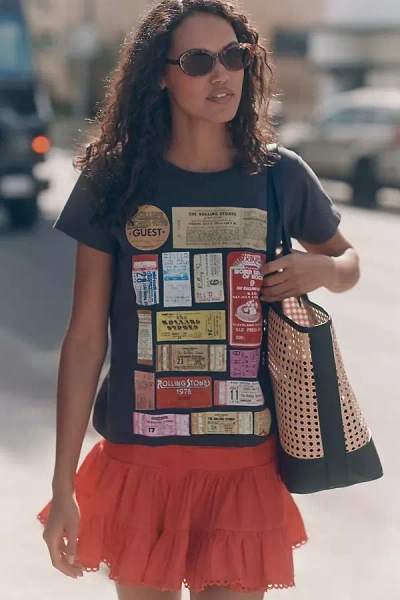 Letluv Rolling Stones Tickets Graphic Tee In Grey