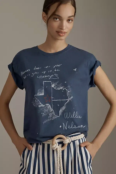 Letluv Willie Nelson Texas Tee In Blue