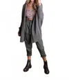 Leto Bat Sleeve Knit Cardigan In Charcoal In Gray