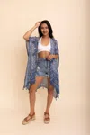 Leto Boho Festival Lightweight Mandala Kimono In Navy In Blue