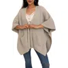 Leto Chic Boucle Cozy Poncho Cardigan In Sage In Multi