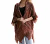 Leto Cozy Marled Knit Collared Ruana In Rust In Multi