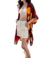 Leto Floral Motif Boho Festival Cover Up Kimono In Crimson In Pink