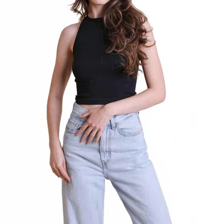 Leto High Neck Racerback Brami In Black