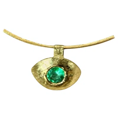 Pre-owned Leto Lama Certified 2 Ct Colombian Emerald Eye Wire Collar Torque Necklace In Green