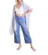 Leto Lightweight Floral Embroidered Tassels Boho Festival Kimono Wrap In Blue In Blue