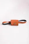 Leto Mini Faux Leather Belt Bag - Chic With Gold Link Chain In Cognac In Green