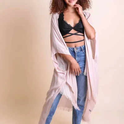 Leto Open Weave Drape Kimono In Blush In Gold