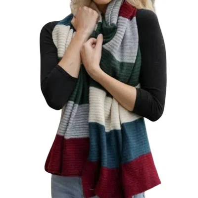 Leto Rib Knit Scarf In Burgundy In Gray