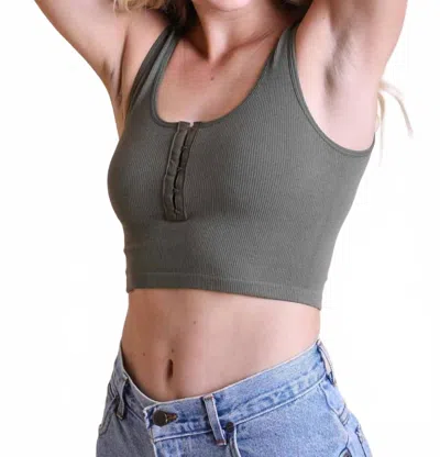 Leto Ribbed Hook And Eye Brami In Olive In Green