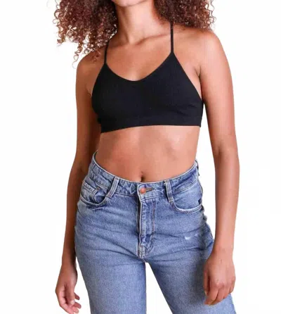 Leto Tattoo Mesh Racerback Bralette In Black