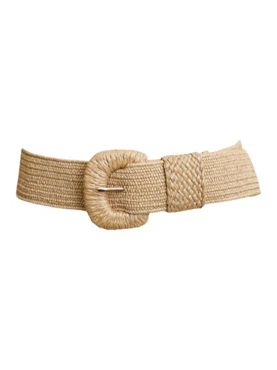 Leto Women's Boho Raffia Stretch Belt In Tan In Multi