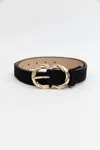 Leto Women's Double C Shaped Buckle Belt In Black In Black