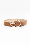 Leto Women's Double C Shaped Buckle Belt In Brown In Brown