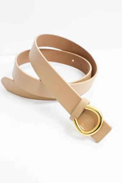 Leto Women's Minimalist Leather Horseshoe Belt In Beige In Orange