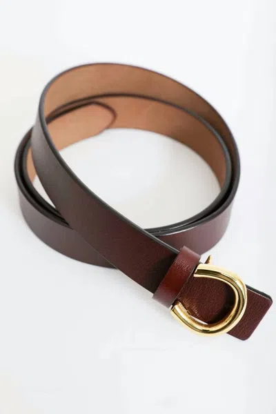 Leto Women's Minimalist Leather Horseshoe Belt In Brown