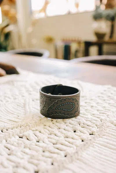 Leto Women's Paisley Embossed Leather Snap Wrap Bracelet In Boho Brown In Multi