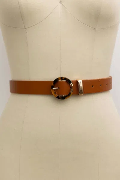 Leto Women's Tortoise Shell O-ring Buckle Belt In Camel In Pattern