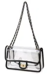 Leto Women's Vegas Clear Crossbody Bag In Black In Transparent