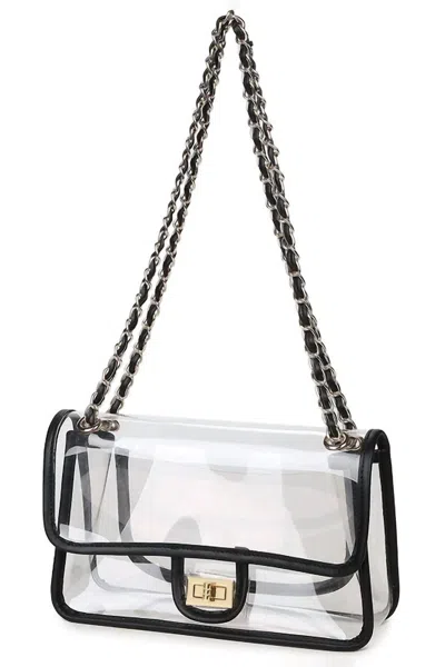 Leto Women's Vegas Clear Crossbody Bag In Black In Silver