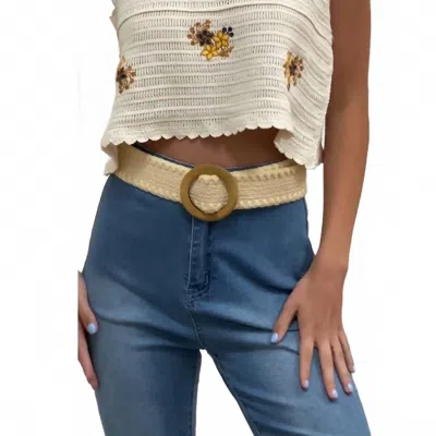 Leto Women's Whipstitch Raffia Belt In Ivory In Beige