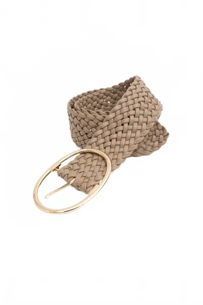 Leto Women's Wide Braided Vegan Leather Belt In Taupe In Beige