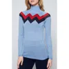 L'etoile Sport Chevron Mock Neck Sweater In Light Blue