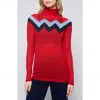 L'etoile Sport Chevron Mock Neck Sweater In Red