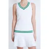 L'etoile Sport Drop Waist Knit Dress With Stripes In White