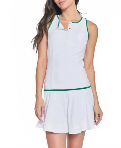 L'etoile Sport Front Button Dress In White/green