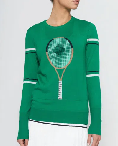 L'etoile Sport Racquet Sweater In Green With White And Navy In Multi