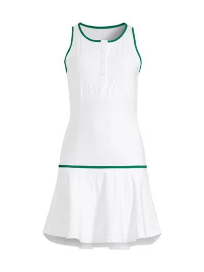 L'etoile Sport Women's Lace Button-front Tennis Dress In White Green