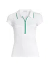 L'etoile Sport Women's Mesh Zip Performance Polo In White Green